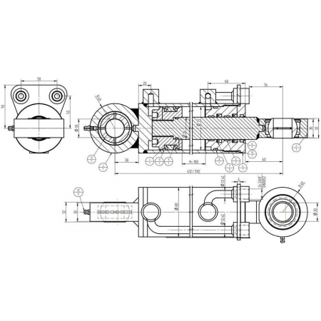 Siłownik Hydrauliczny Tłok 70x36 Skok 180